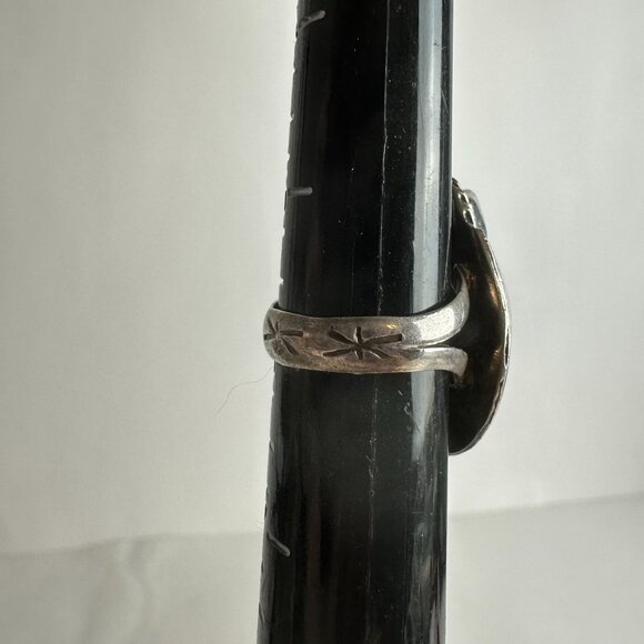 Sterling Silver Mother of Pearl Turquoise Ring Size 5.5 Signed BW - Picture 5 of 7